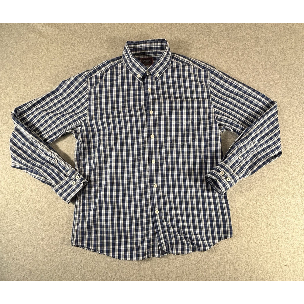 UNTUCKit Mondachino WF Shirt Mens Medium Blue Plaid Wrinkle Free Cotton